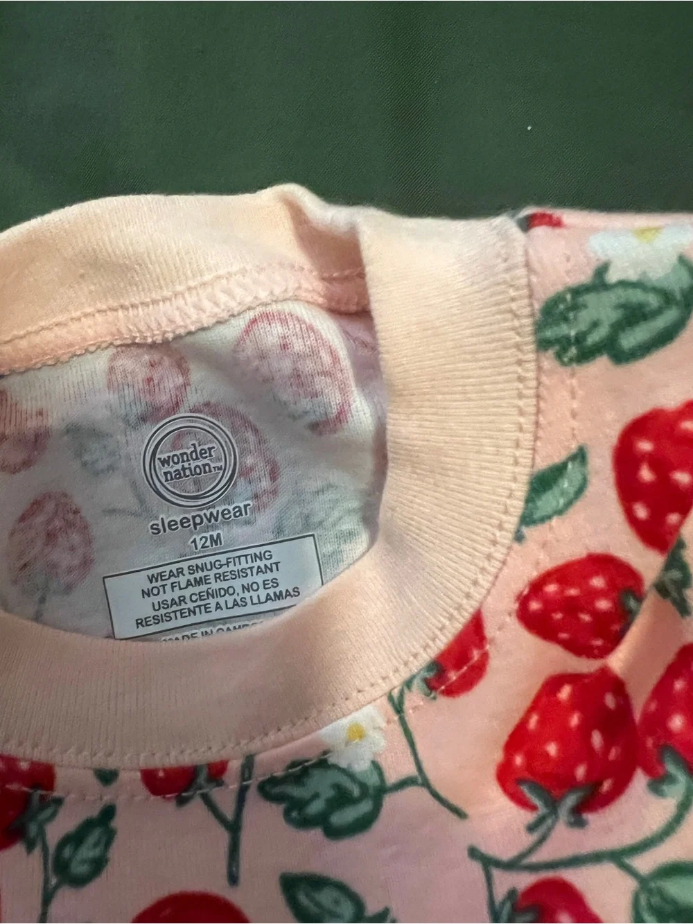 Strawberry Print Pajama Set Size 12M